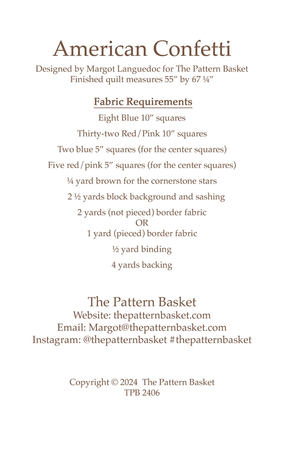 American Confetti Quilt Pattern by the Pattern Basket