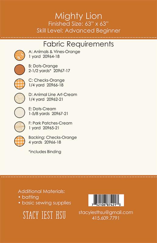 Animal Park Fun by Stacy Iest Hsu : Mighty Lion Quilt Kit