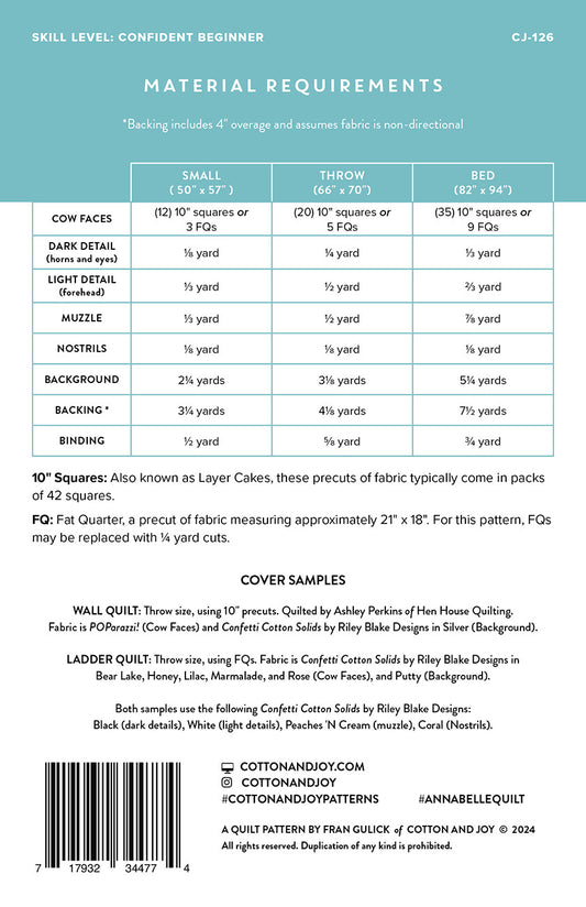 Annabelle Quilt Pattern by Cotton and Joy