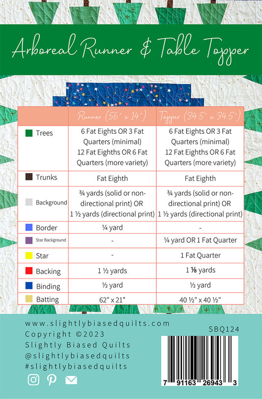 Arboreal Runner & Table Topper Pattern by Slightly Biased Quilts