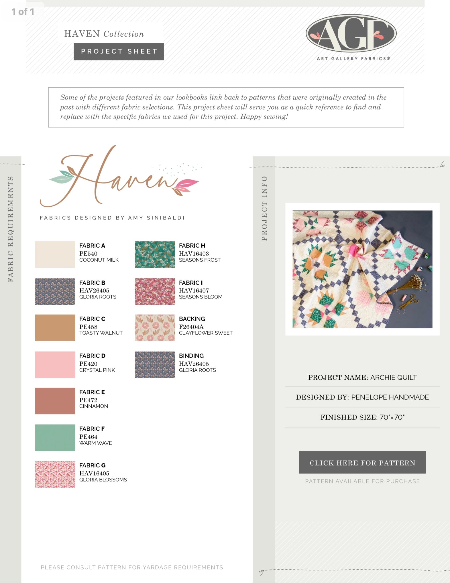 Archie Quilt Kit featuring Haven by Amy Sinibaldi