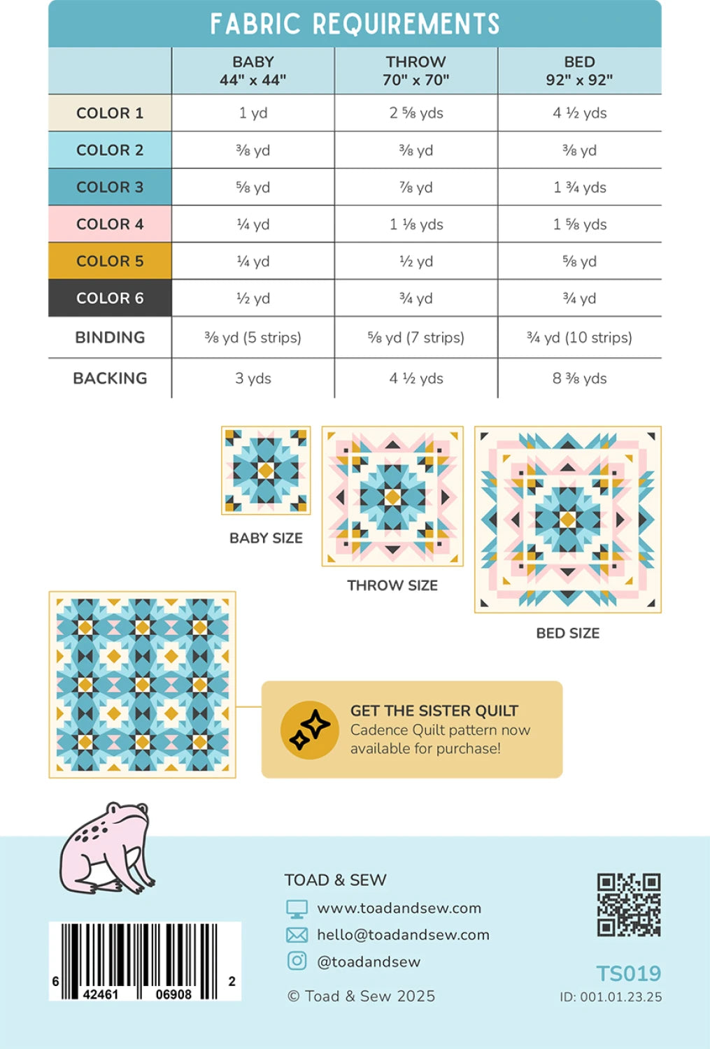 Aria Quilt Pattern by Toad & Sew