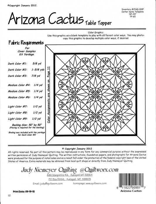 Arizona Cactus Table Topper # JNQ100P - Special Order