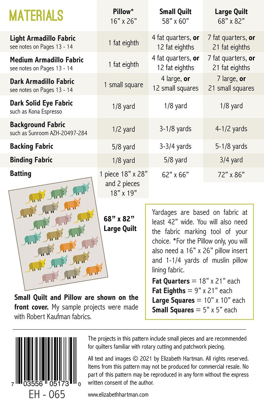 Armadillos Quilt Pattern by Elizabeth Hartman