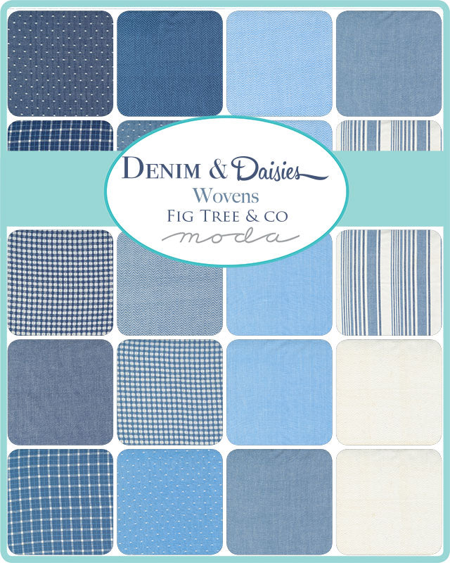 Denim &amp; Daisies Tissés par Fig Tree &amp; Co. : Dots Blue Jeans 12222 19