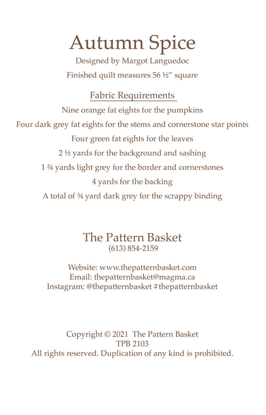 Autumn Spice Quilt Pattern by the Pattern Basket