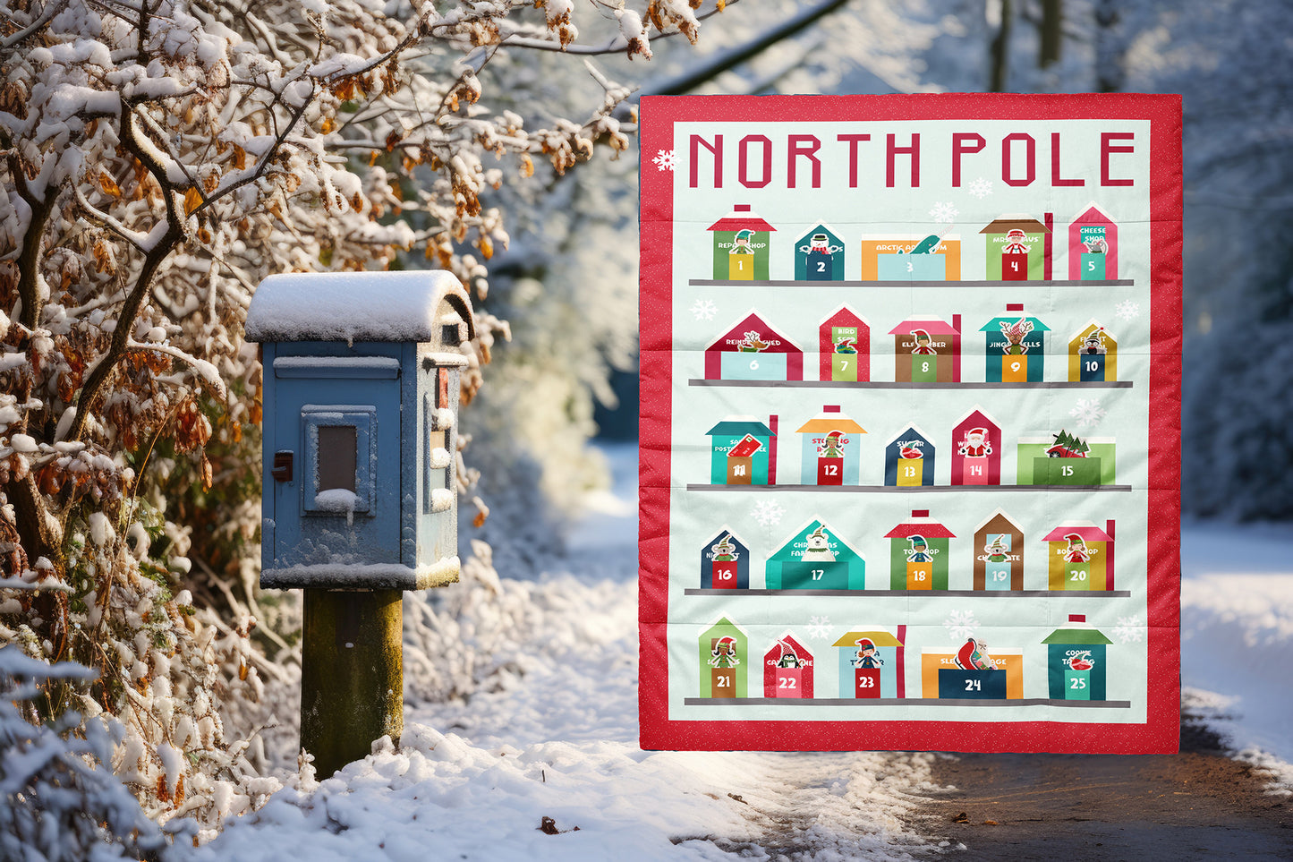 North Pole Village Advent Quilt # BSI283 - Special Order