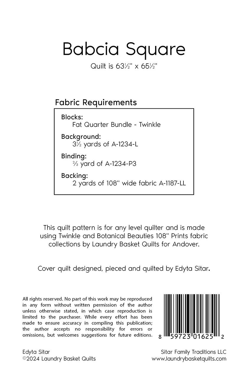 Babcia Square Quilt Pattern by Laundry Basket Quilts