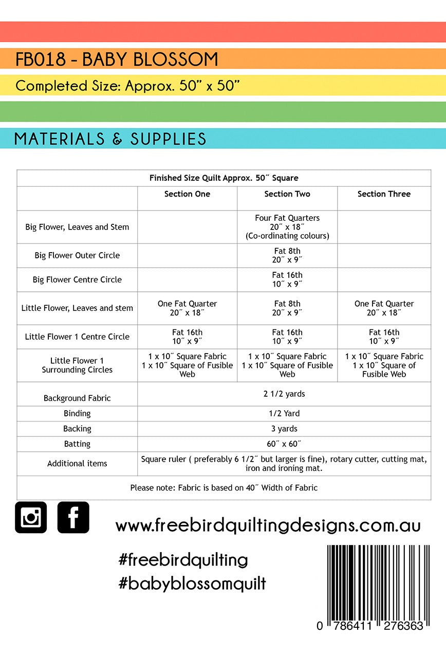 Baby Blossom Quilt Pattern by Free Bird Quilting Designs