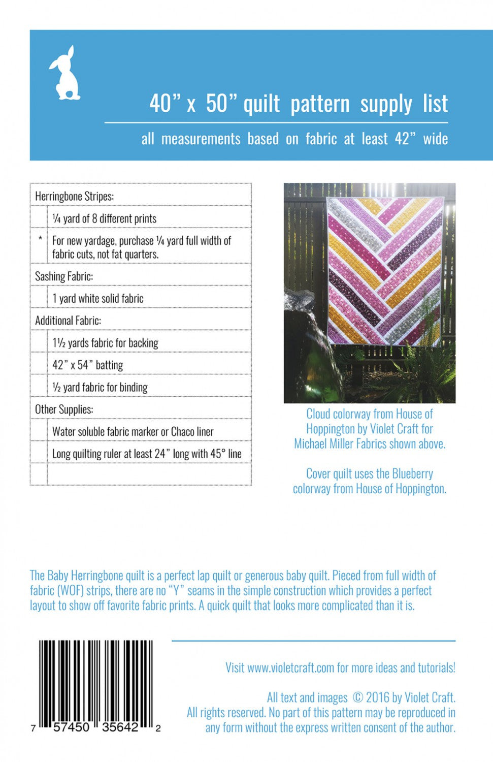 Baby Herringbone Quilt Pattern by Violet Craft