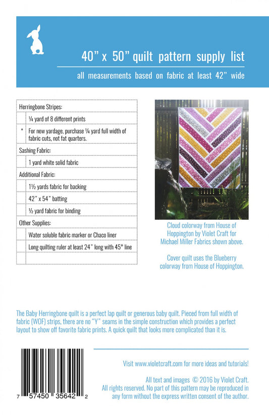 Baby Herringbone Quilt Pattern by Violet Craft