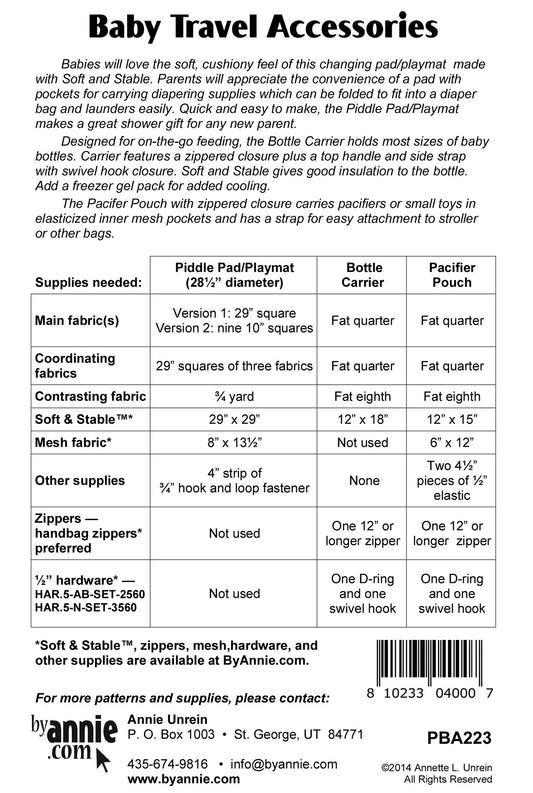 Baby Travel Accessories # PBA223 - Special Order