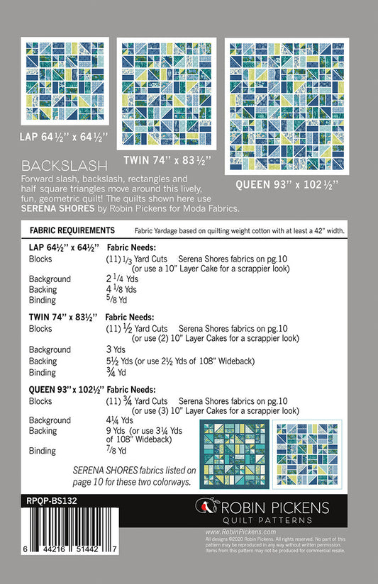 Backslash Quilt Pattern by Robin Pickens