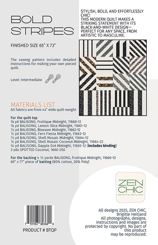 Balisong by Zen Chic : Bold Stripes Quilt Pattern