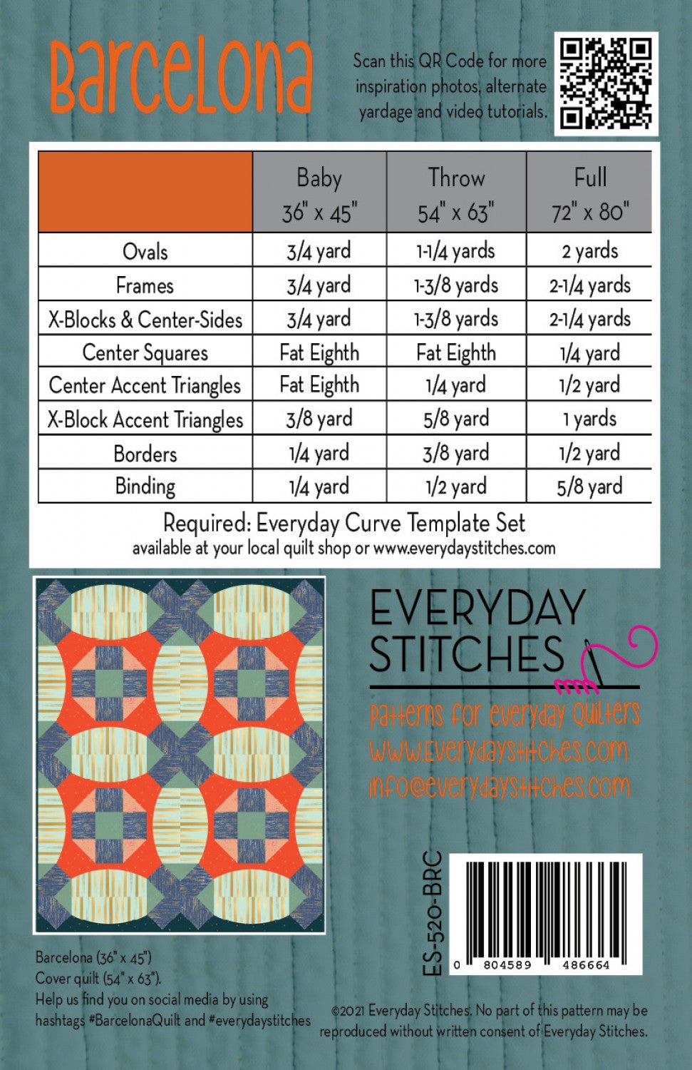 Barcelona Quilt Pattern by Everyday Stitches