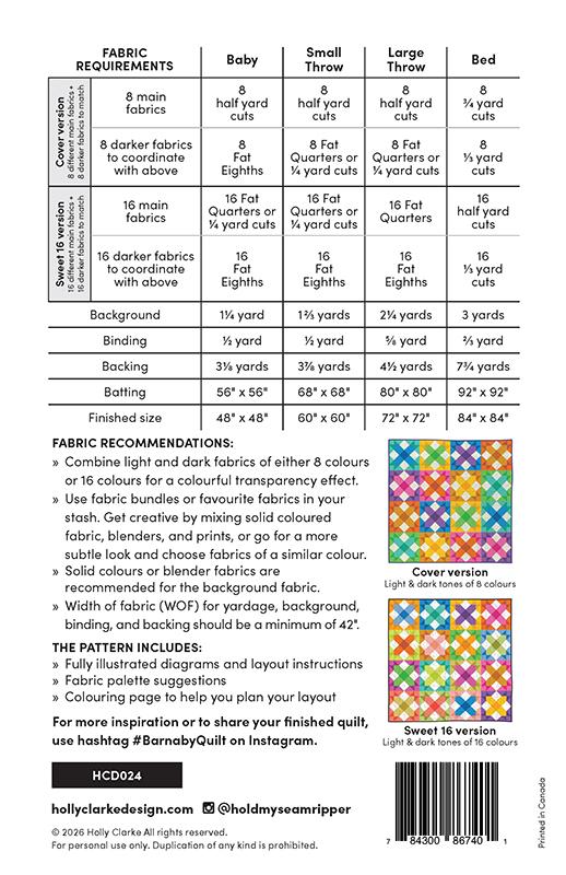 Barnaby Quilt Pattern by Holly Clarke Design