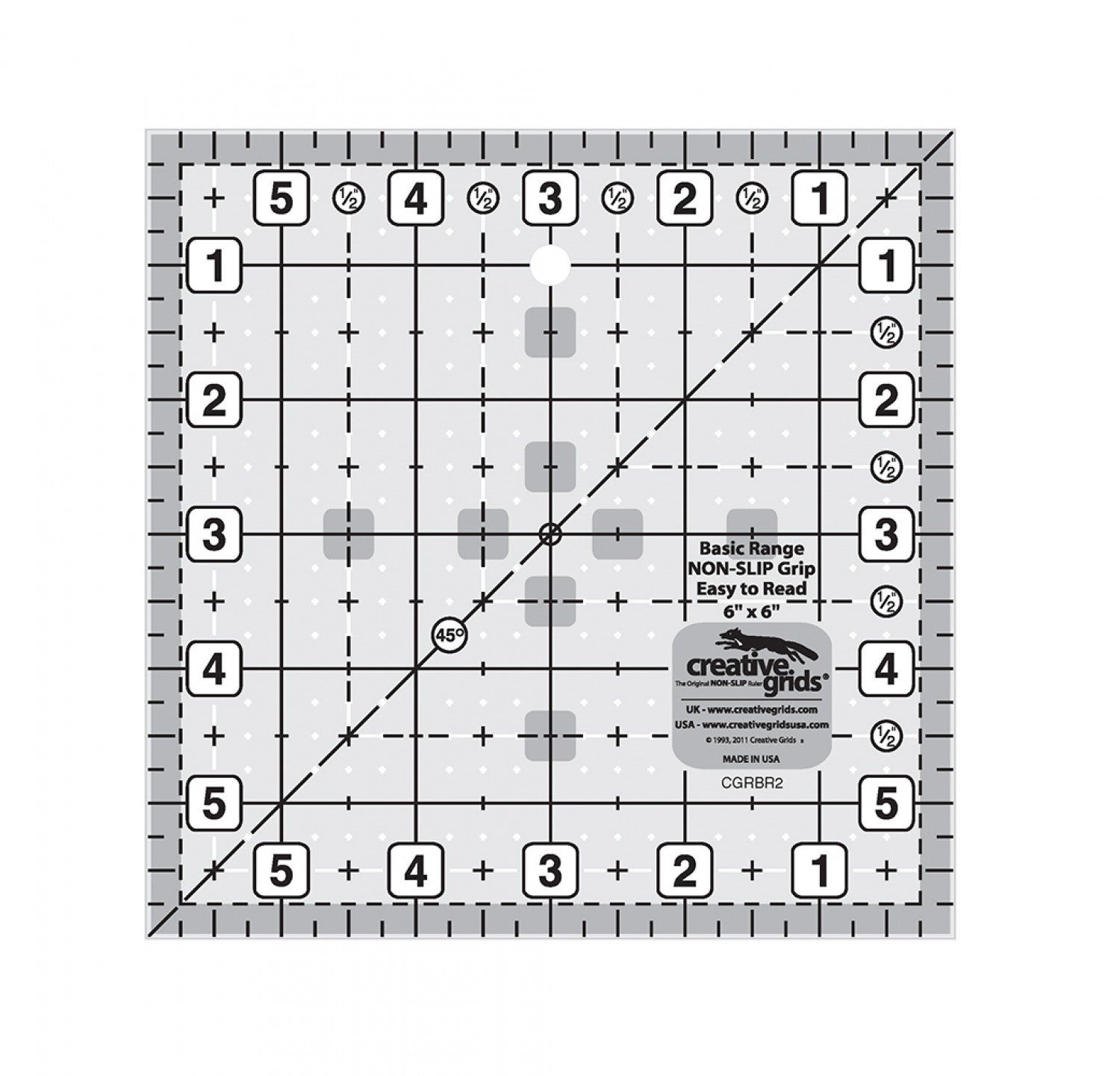 Basic Range 6in Square Quilt Ruler CGRBR2