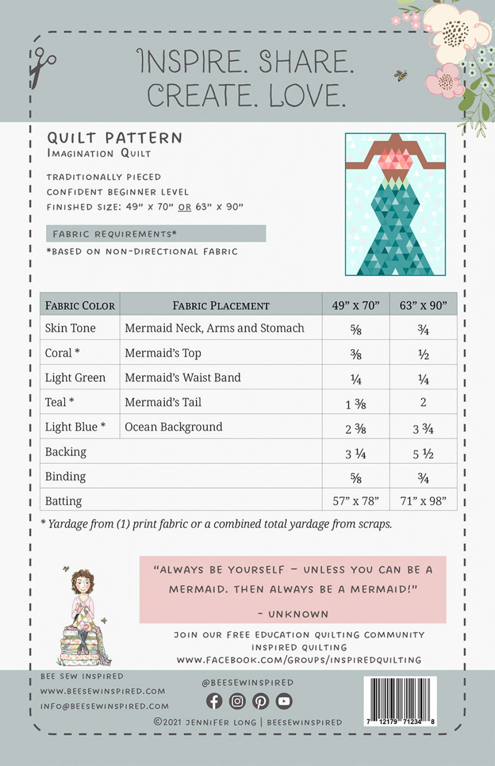 Be A Mermaid - Quilt Pattern # BSI108 - Special Order