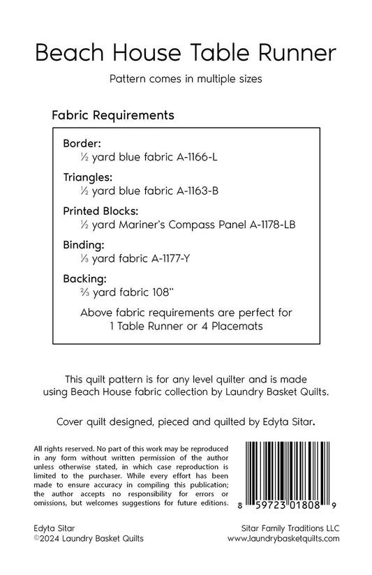 Beach House Table Runner Pattern by Laundry Basket Quilts