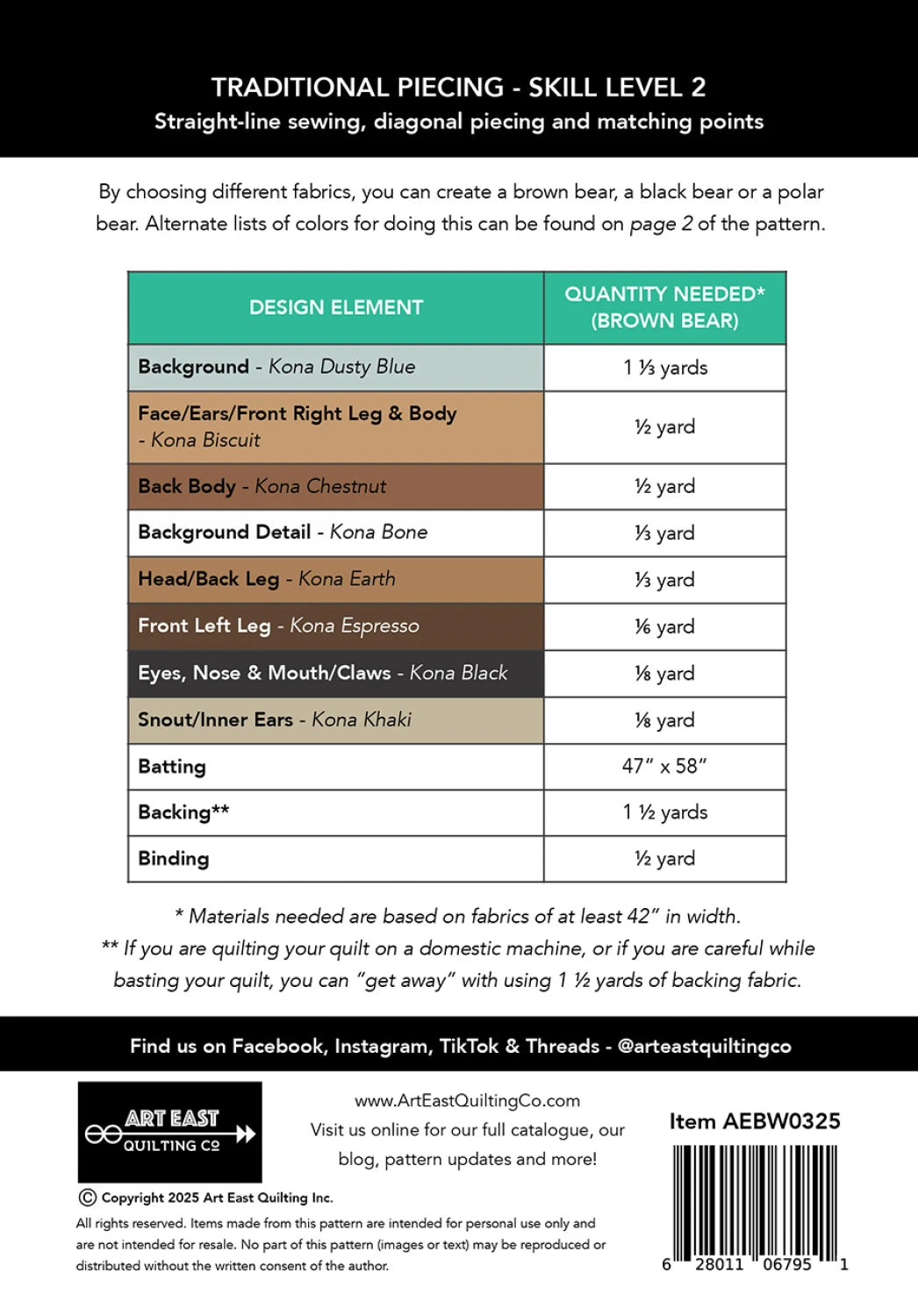 Bear-Wildered Quilt Pattern by Art East Quilting Co - Special Order