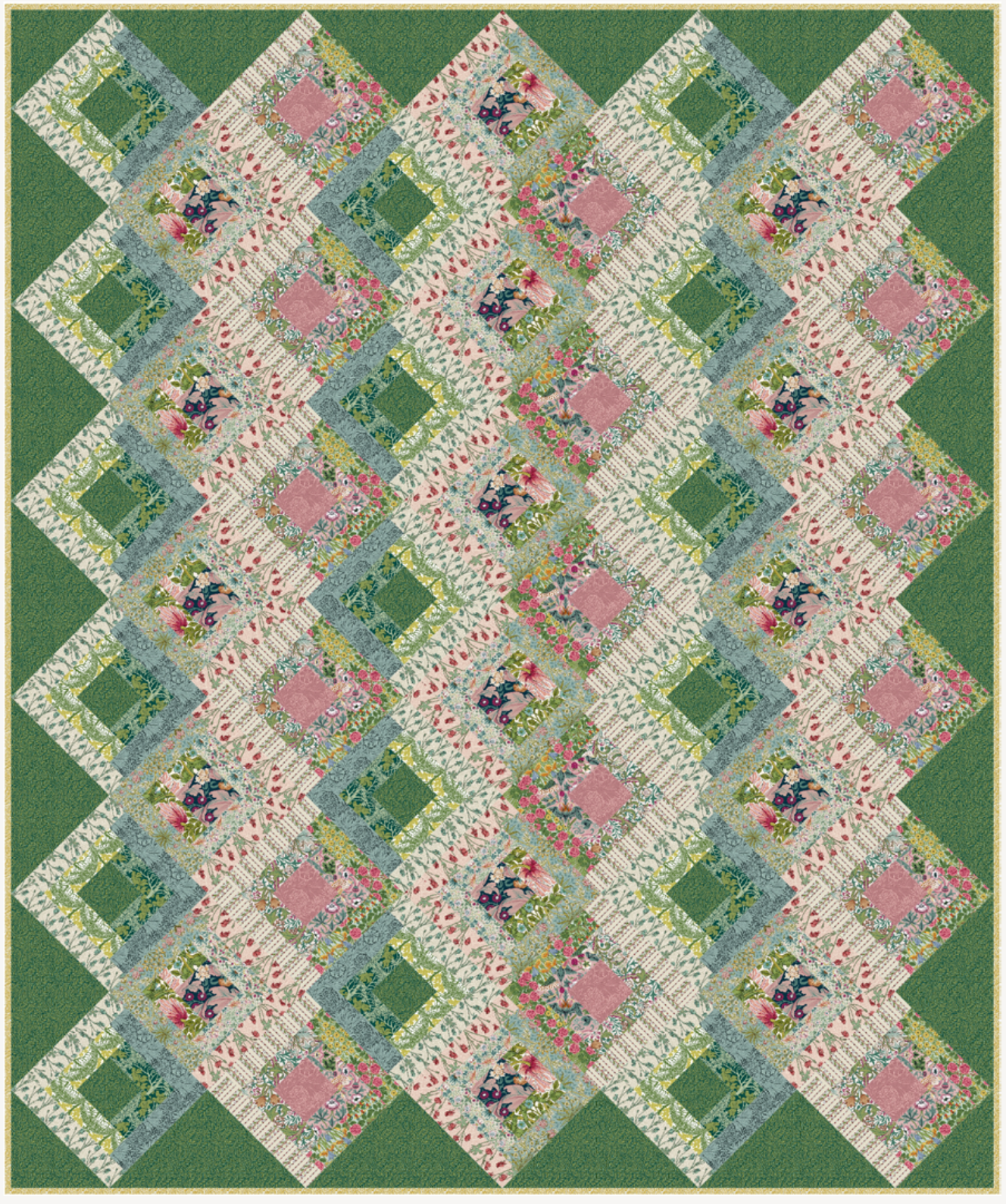 Bedford Park by Morris & Co. : Log Cabin Lattice Quilt Kit