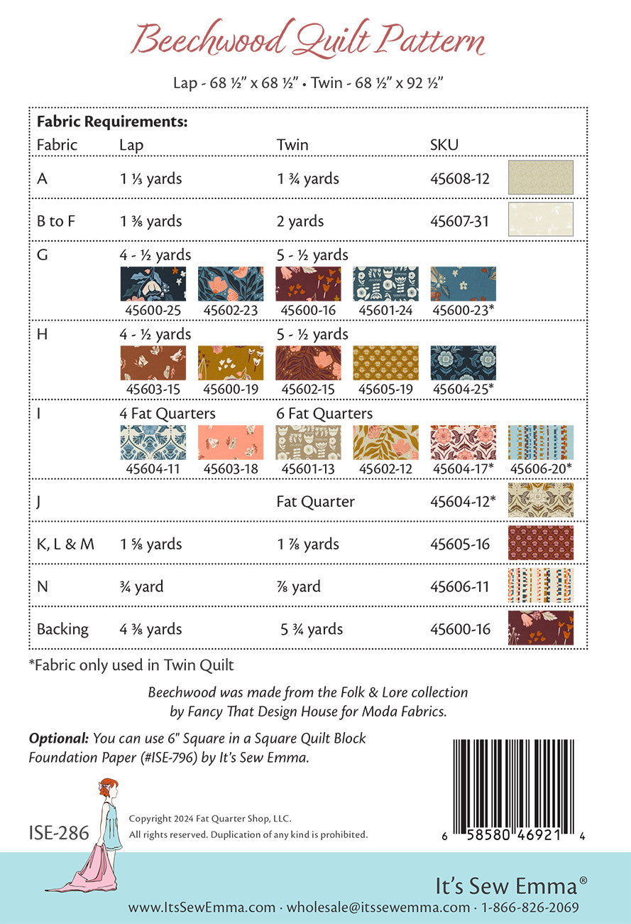 Beechwood Quilt Pattern by It’s Sew Emma