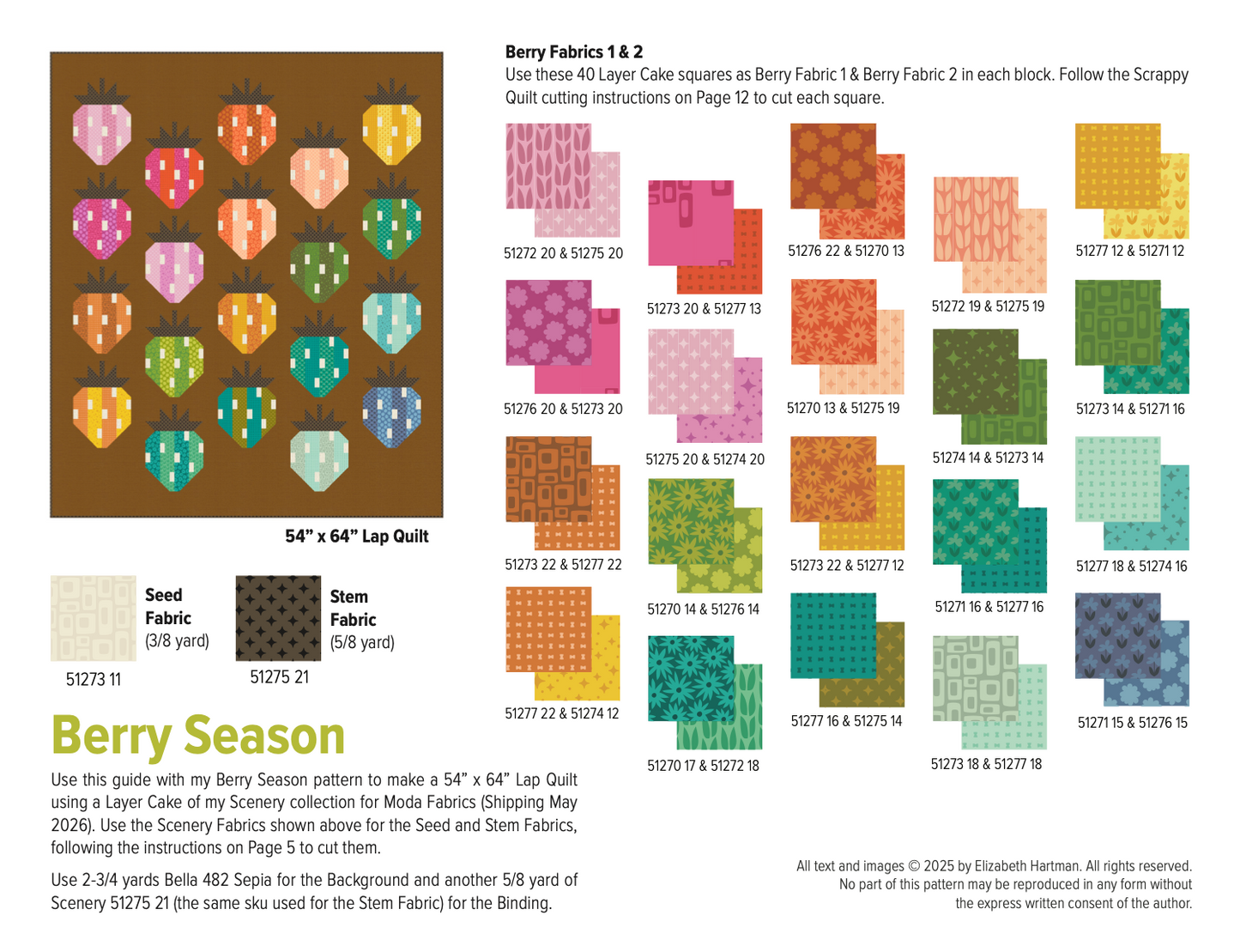 Berry Season Quilt Kit featuring Scenery by Elizabeth Hartman - Two Options