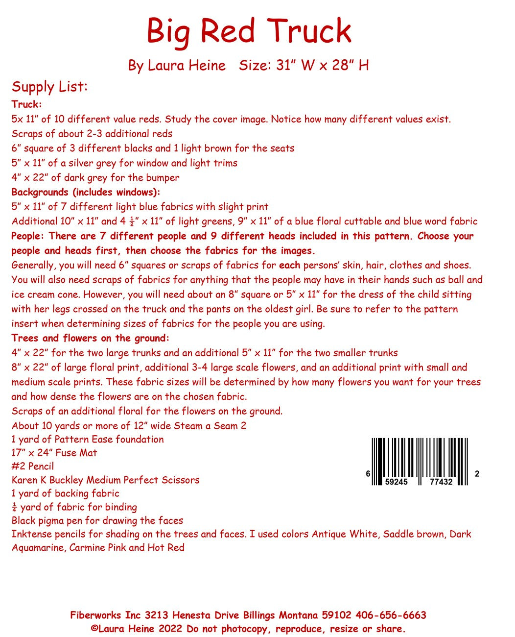 Big Red Truck Collage Pattern by Laura Heine