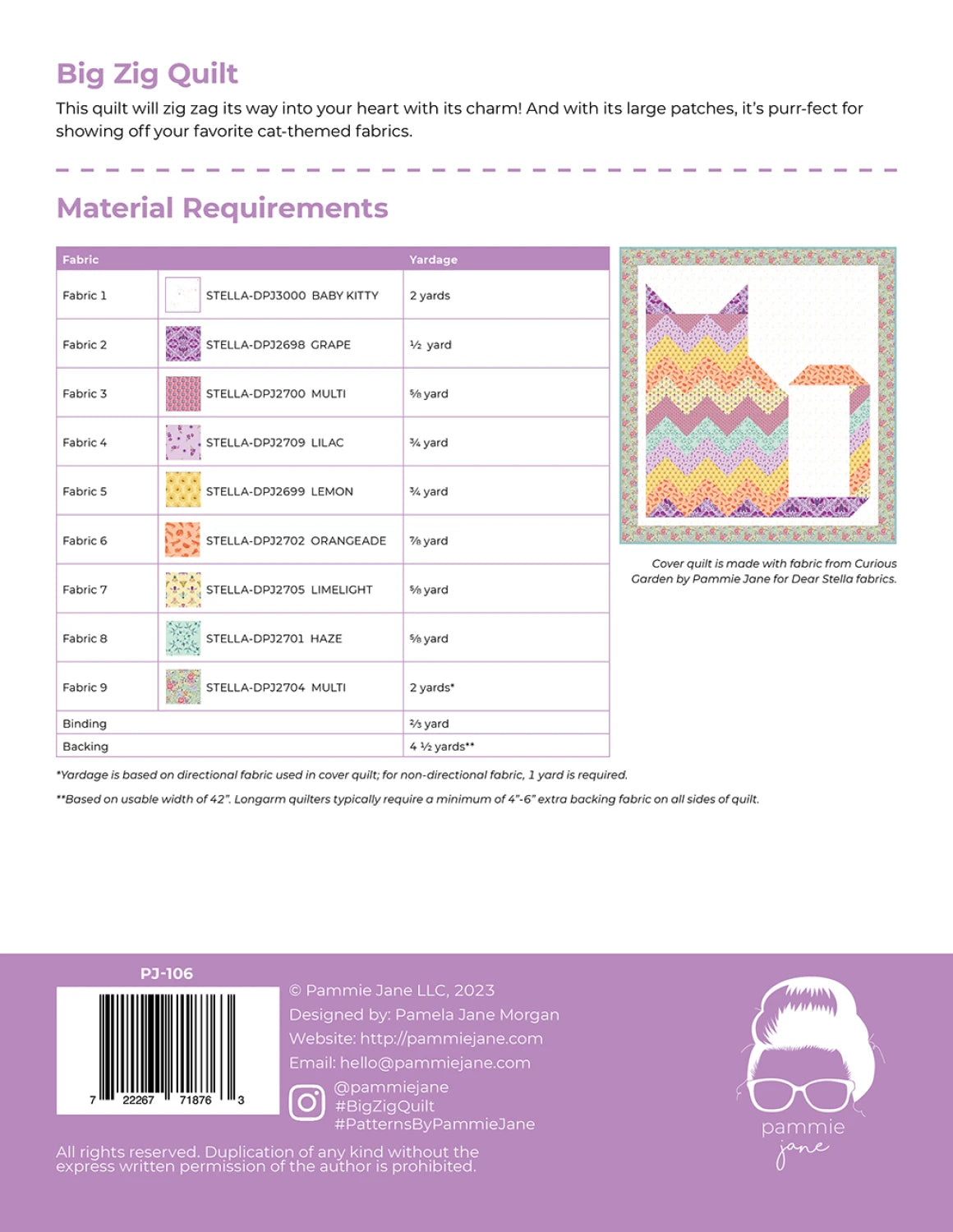 Big Zig Quilt Pattern by Pammie Jane