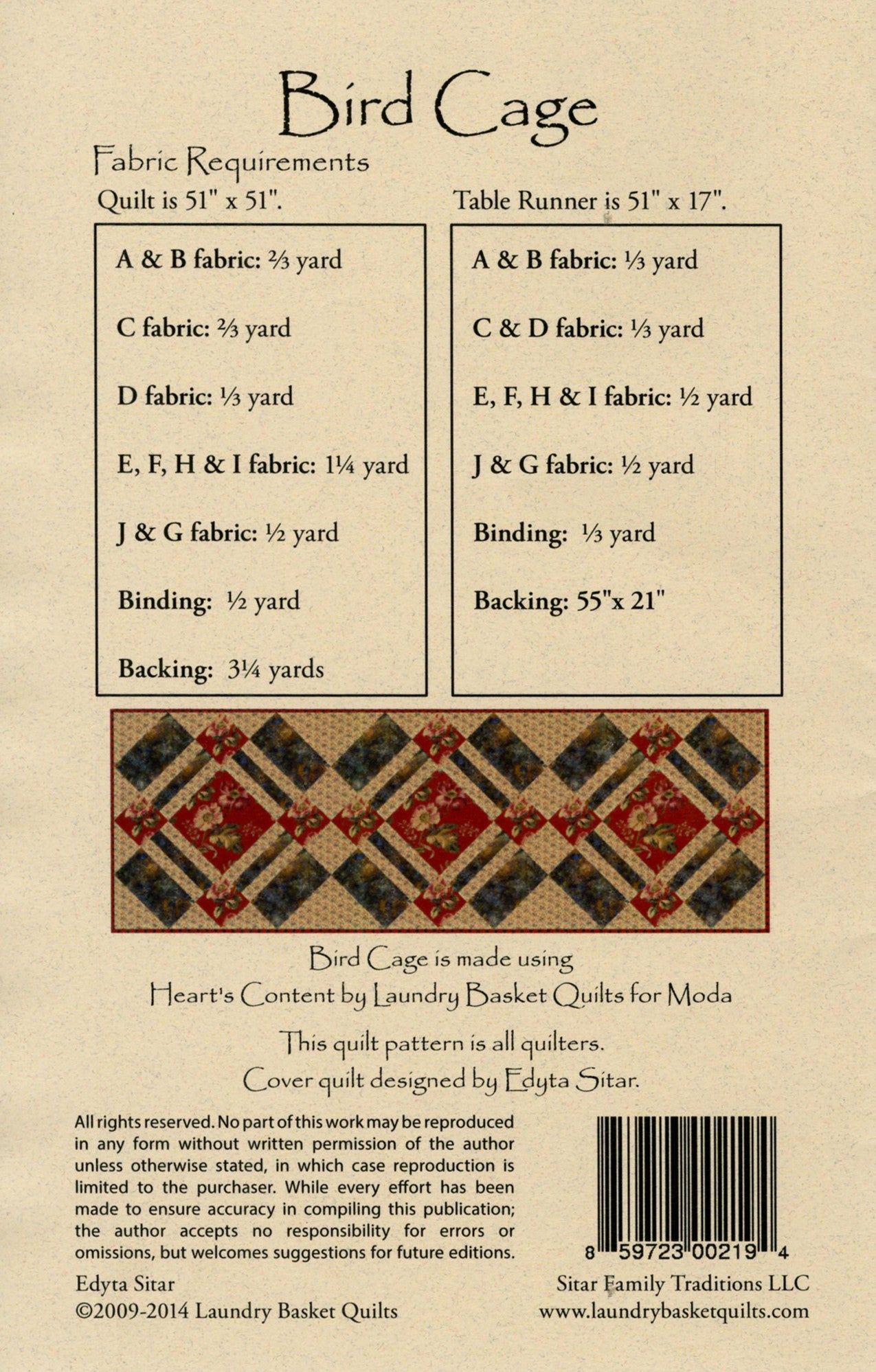 Bird Cage Quilt Pattern by Laundry Basket Quilts