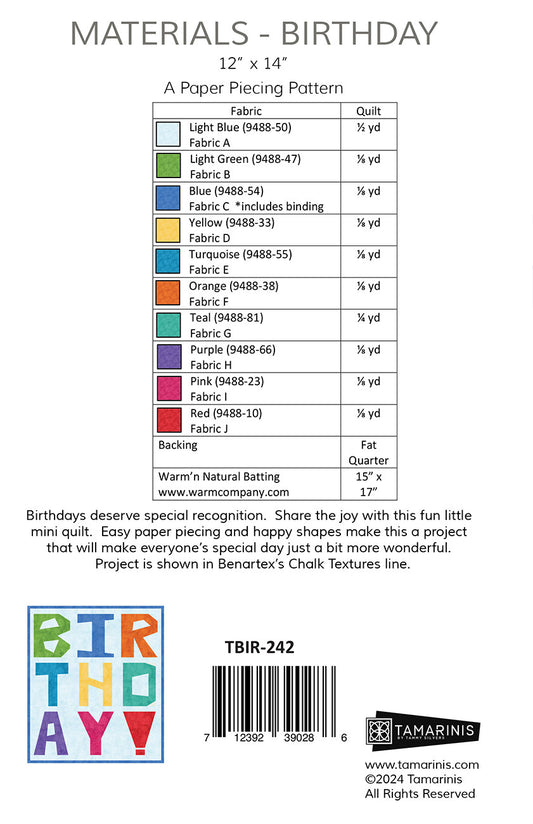 Birthday Mini Quilt # TBIR-242 - Special Order