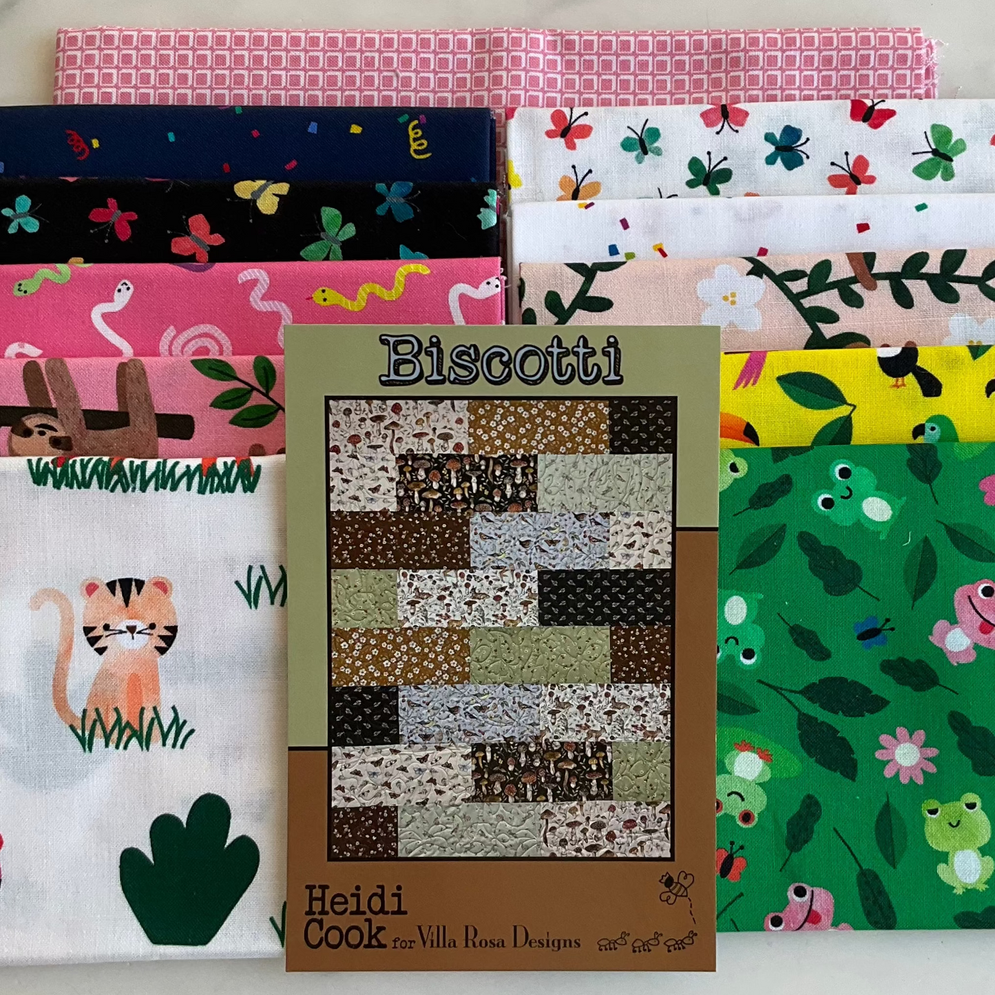 Biscotti Quilt Kit featuring Rainforest Friends by Ann Kelle