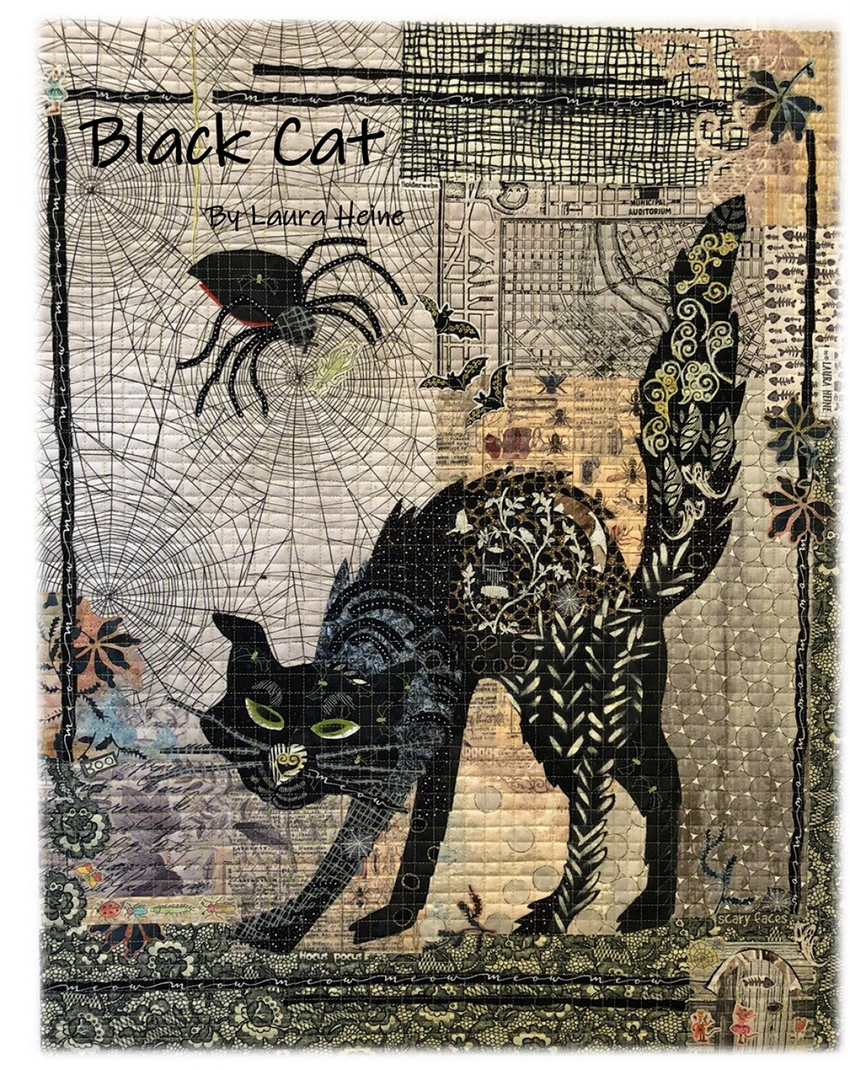 Black Cat Collage Pattern by Laura Heine