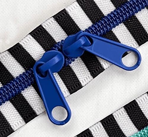 Black & White 30" Zipper : Black & White Zipper Tape and Blue Ribbon Teeth and Pull SSCZ03