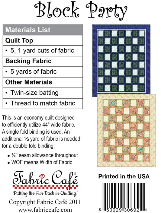 Block Party Quilt Pattern by Fabric Cafe
