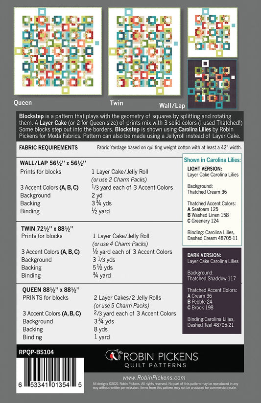 Blockstep Quilt Pattern by Robin Pickens