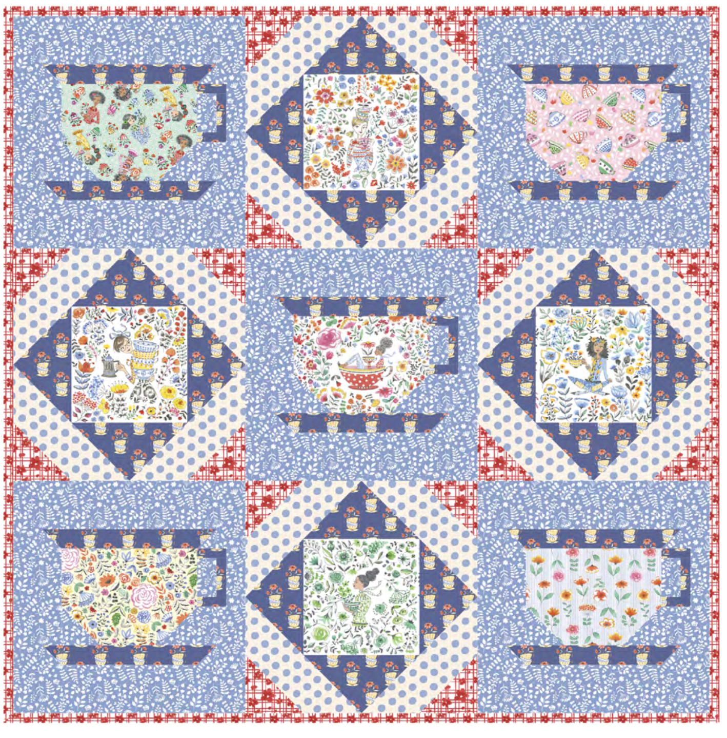 Blossom Brew by Anne Keenan Higgins - A Cup of Tea Wall Hanging Kit - 1 Left!