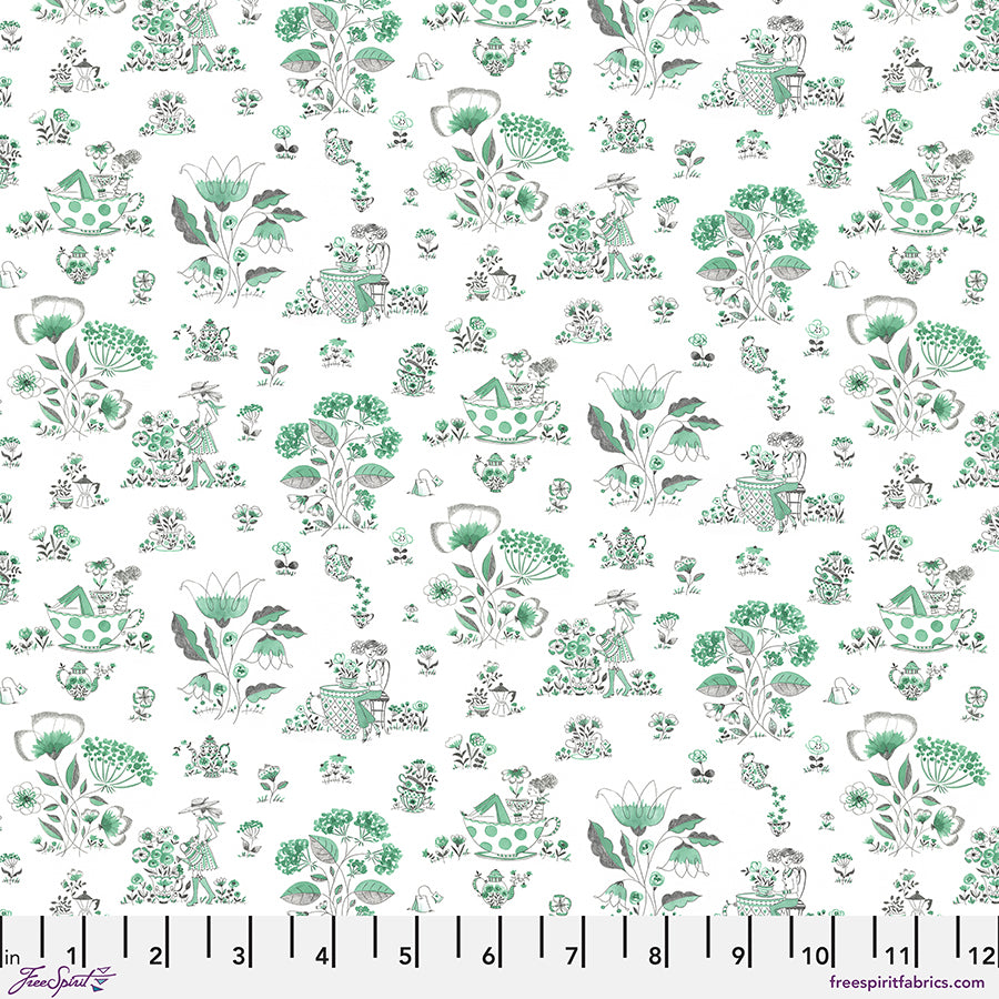 Blossom Brew by Anne Keenan Higgins: Tea Time Toile PWAK044.XWHITE