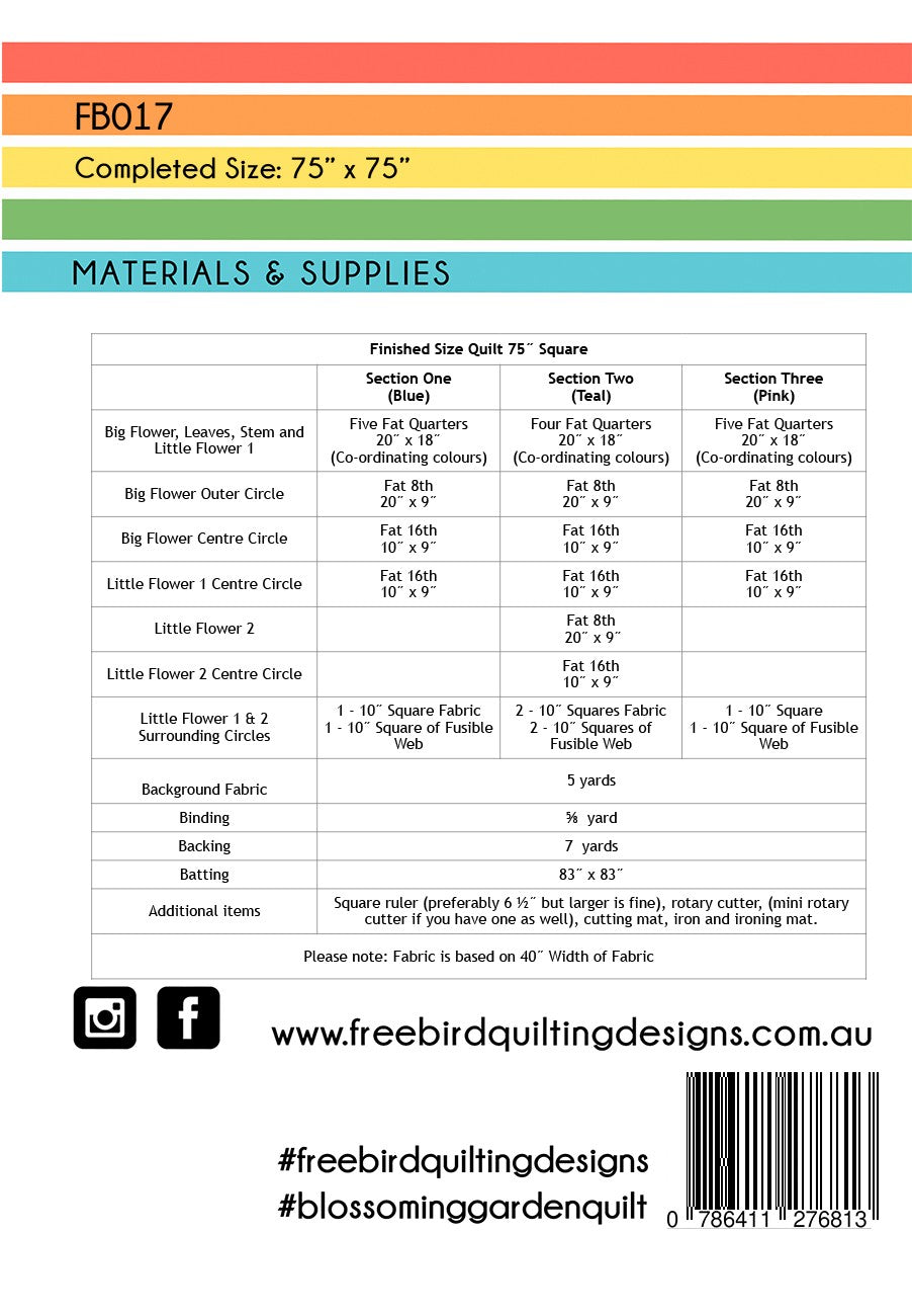 Blossoming Garden Quilt Pattern by Free Bird Quilting Designs