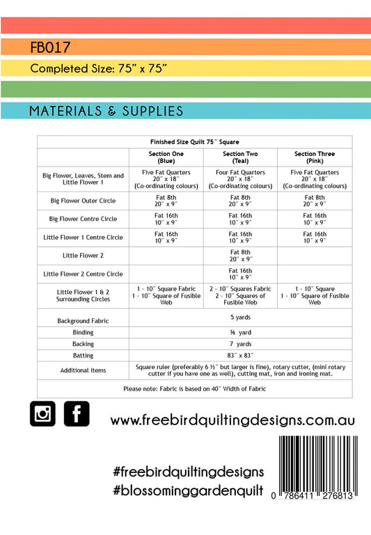 Blossoming Garden Quilt Pattern by Free Bird Quilting Designs