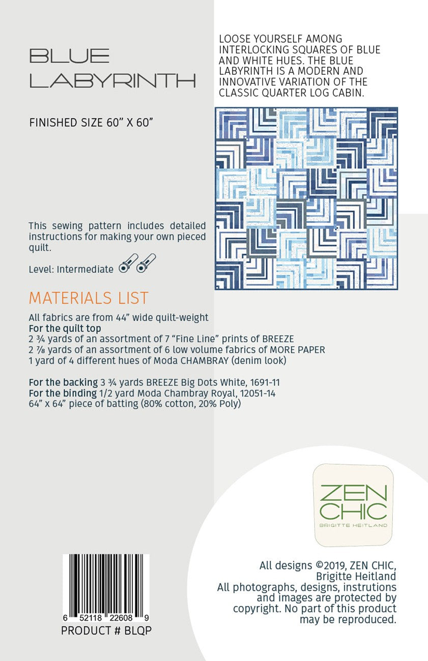 Blue Labyrinth Quilt Pattern by Zen Chic