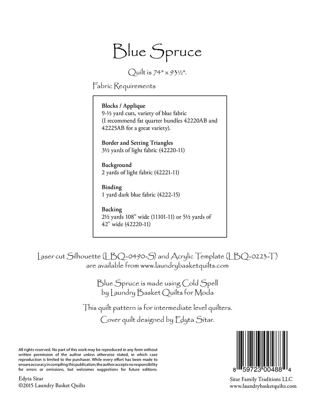 Blue Spruce Quilt Pattern by Laundry Basket Quilts