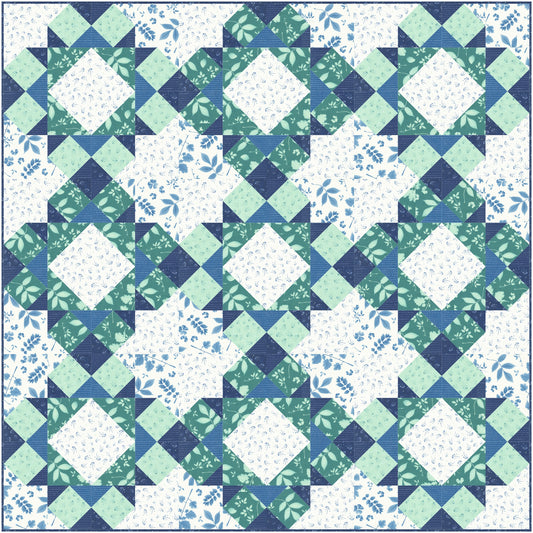 Fleur Quilt Kit featuring Bluebell by Janet Clair