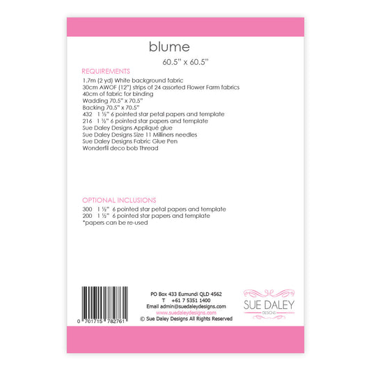 Blume Quilt Pattern by Sue Daley