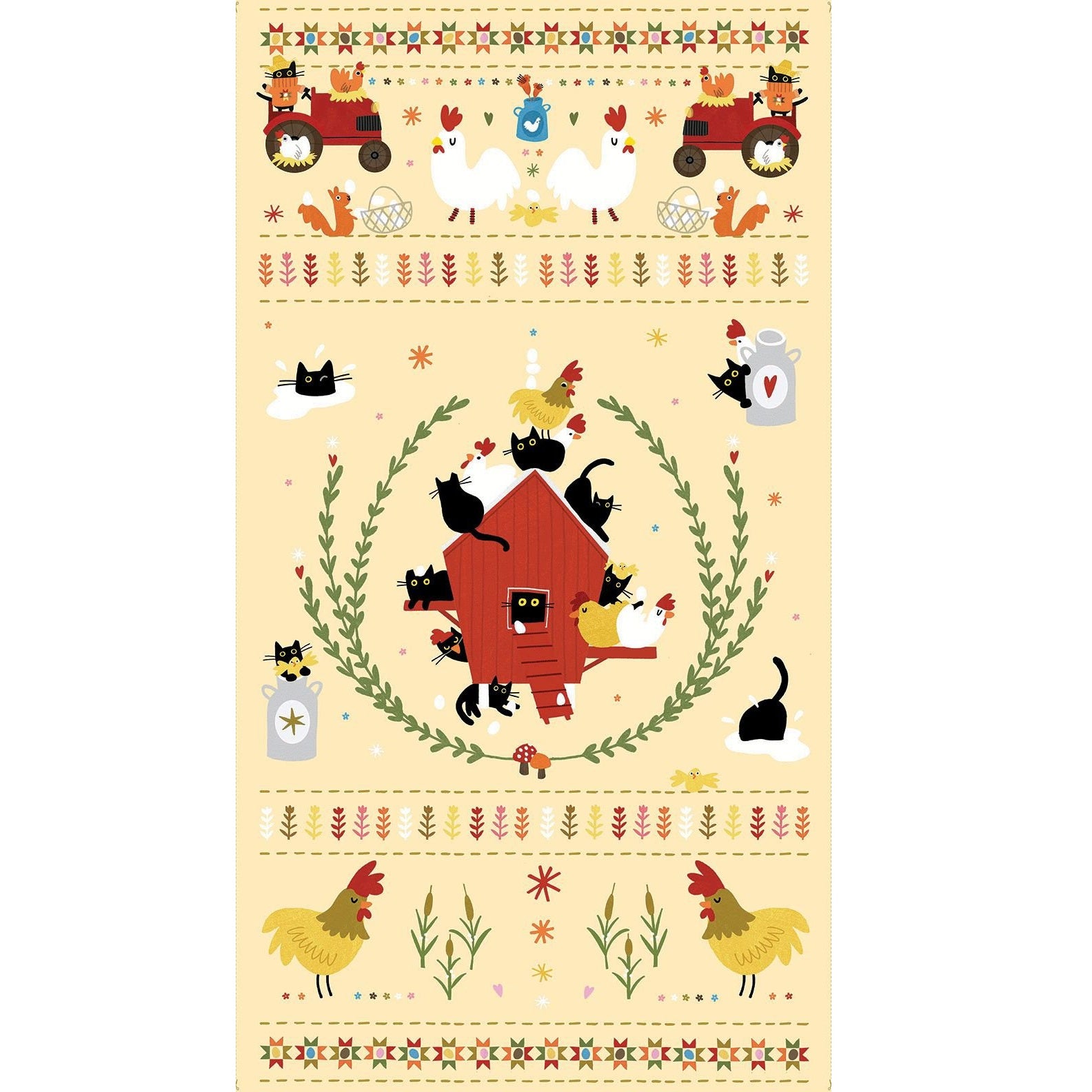 Bok Bok Meow by Leezaworks : Bok Bok Meow Panel Lemon PSTELLA-DLW3697