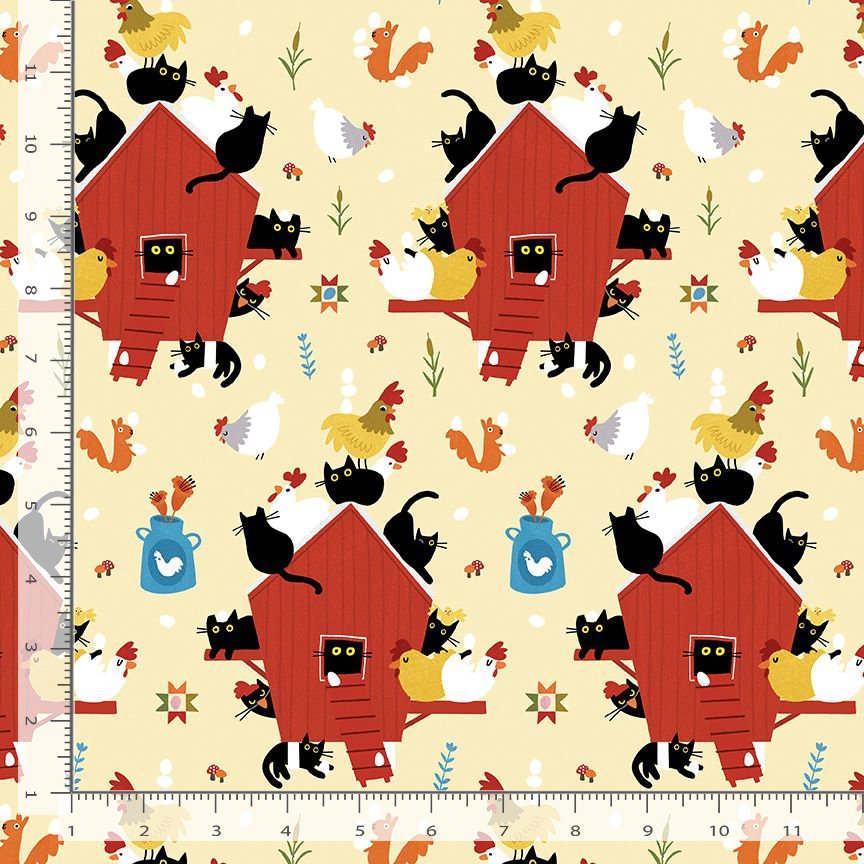 Bok Bok Meow by Leezaworks : Cats in the Coop Lemon STELLA-DLW3698