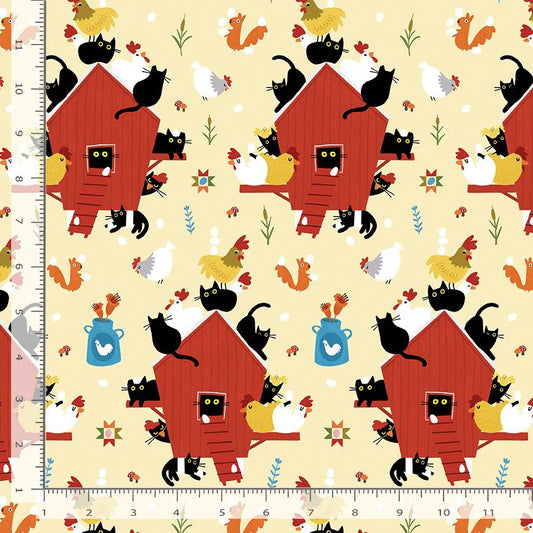 Bok Bok Meow by Leezaworks : Cats in the Coop Lemon STELLA-DLW3698