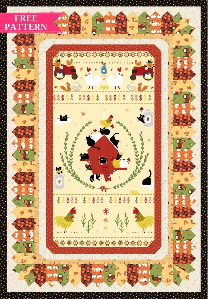 Bok Bok Meow by Leezaworks : Farm Harmony Panel Quilt Kit