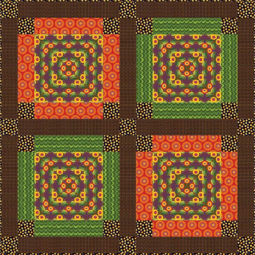 Bold and Bright Garden Quilt Kit featuring Gloriosa Garden by Jane Sassaman