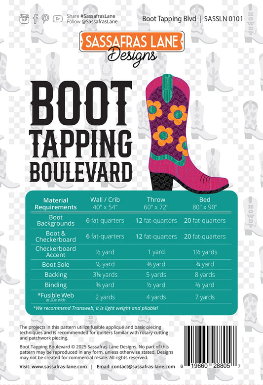 Boot Tapping Boulevard Applique Quilt Pattern by Sassafras Lane - Special Order